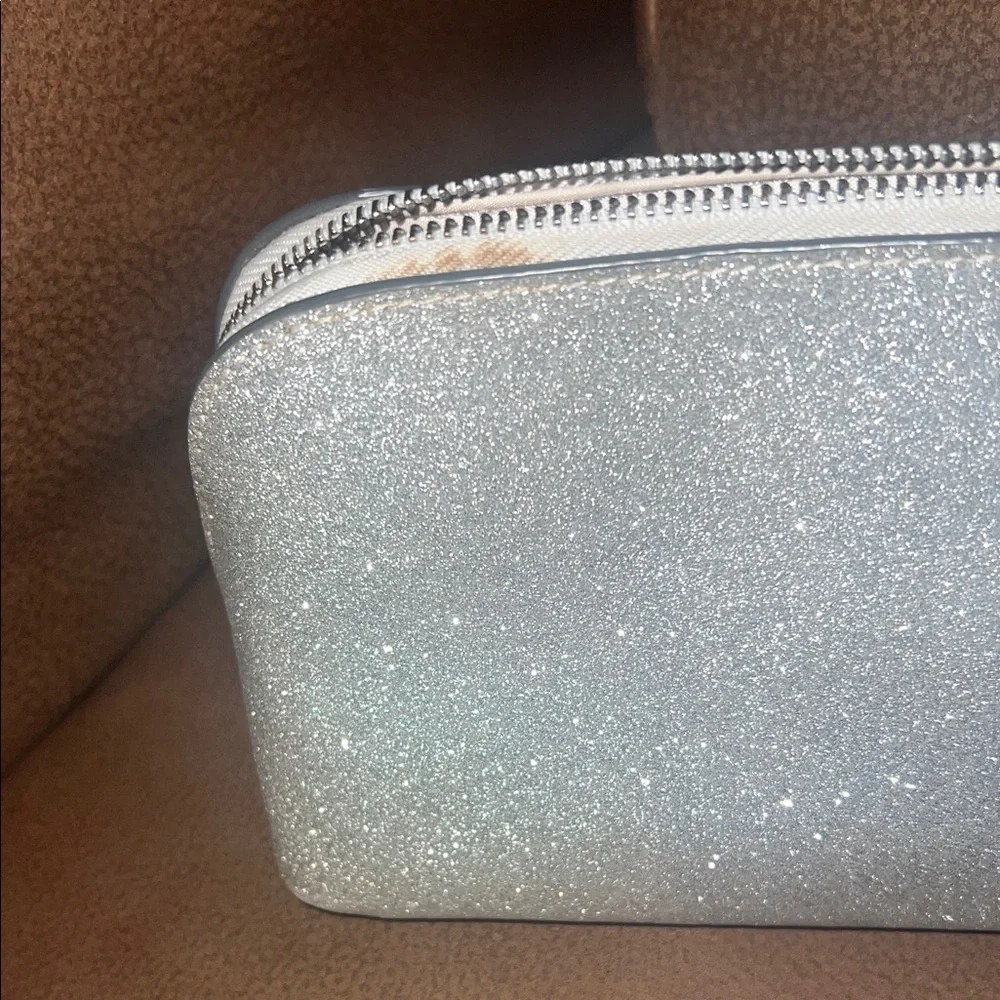 kate spade Silver Glitter Dome Cosmetic Case